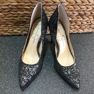 Jessica Simpson Black Lace Heels